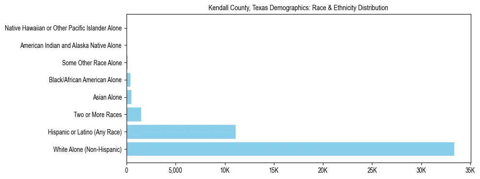Race and Ethnicity Distribution Chart for Kendall County, Texas