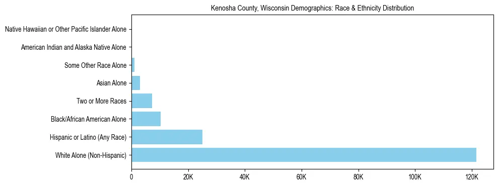 Race and Ethnicity Distribution Chart for Kenosha County, Wisconsin