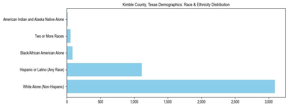 Race and Ethnicity Distribution Chart for Kimble County, Texas