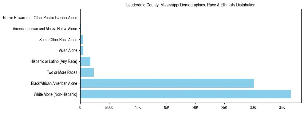 Race and Ethnicity Distribution Chart for Lauderdale County, Mississippi