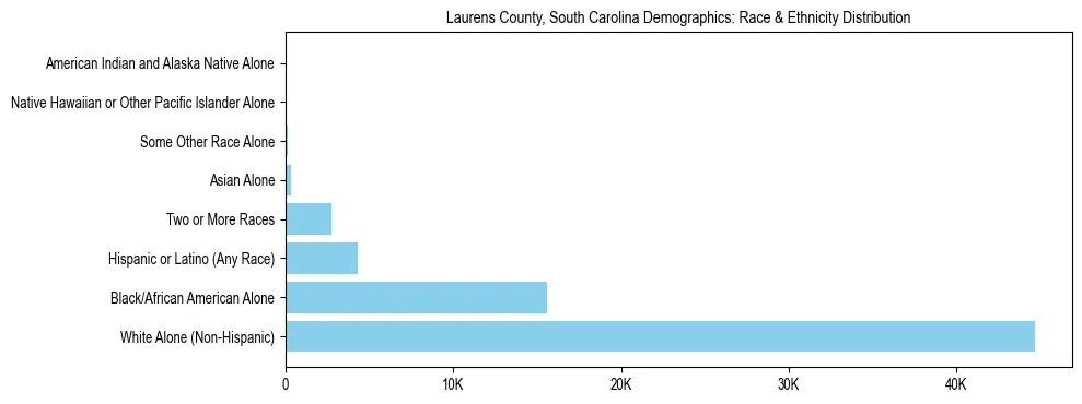 Race and Ethnicity Distribution Chart for Laurens County, South Carolina