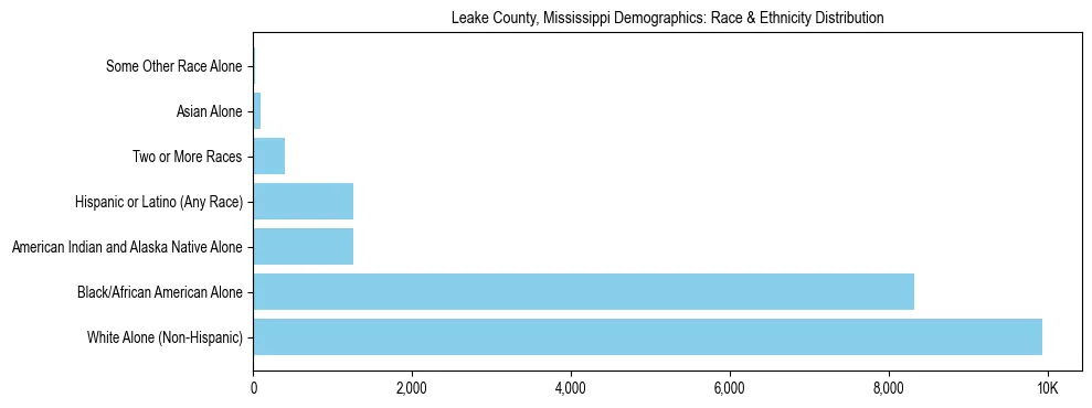 Race and Ethnicity Distribution Chart for Leake County, Mississippi