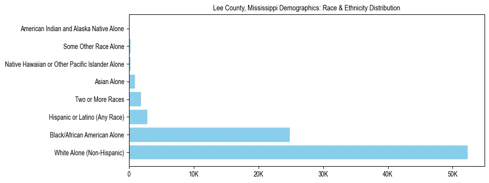 Race and Ethnicity Distribution Chart for Lee County, Mississippi