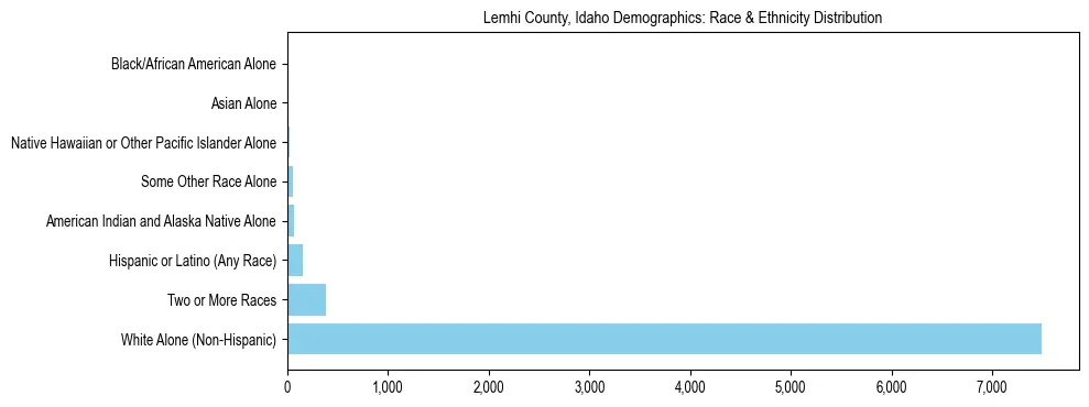 Race and Ethnicity Distribution Chart for Lemhi County, Idaho