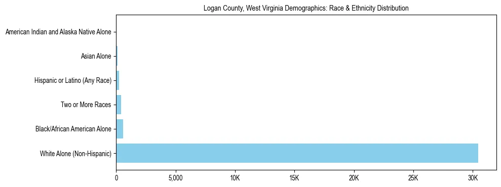 Race and Ethnicity Distribution Chart for Logan County, West Virginia