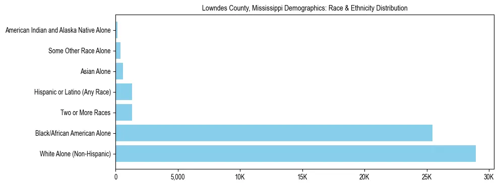 Race and Ethnicity Distribution Chart for Lowndes County, Mississippi