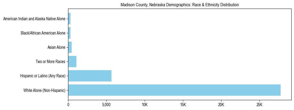 Race and Ethnicity Distribution Chart for Madison County, Nebraska
