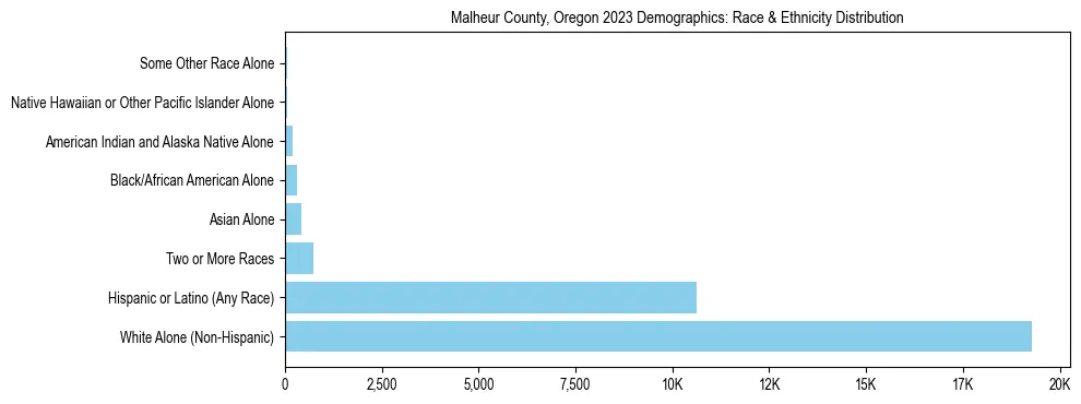 Race and Ethnicity Distribution Chart for Malheur County, Oregon