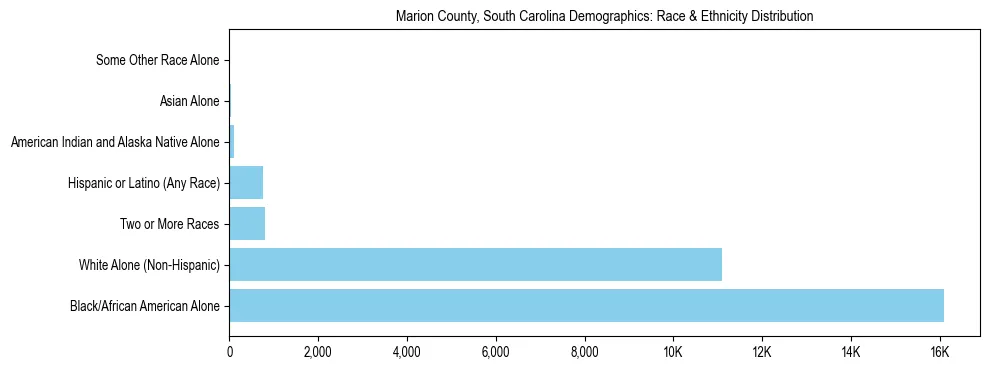 Race and Ethnicity Distribution Chart for Marion County, South Carolina