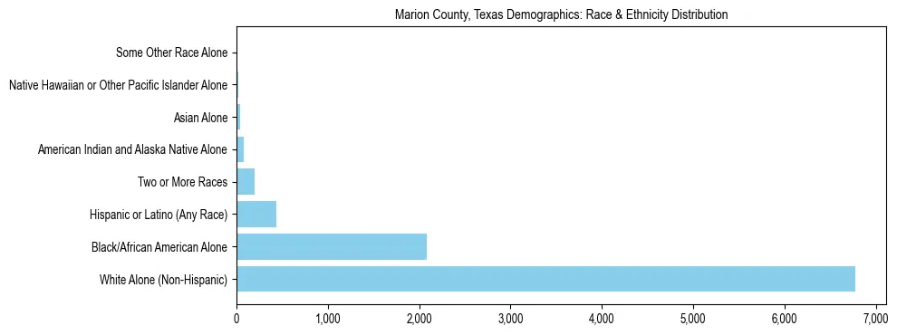 Race and Ethnicity Distribution Chart for Marion County, Texas
