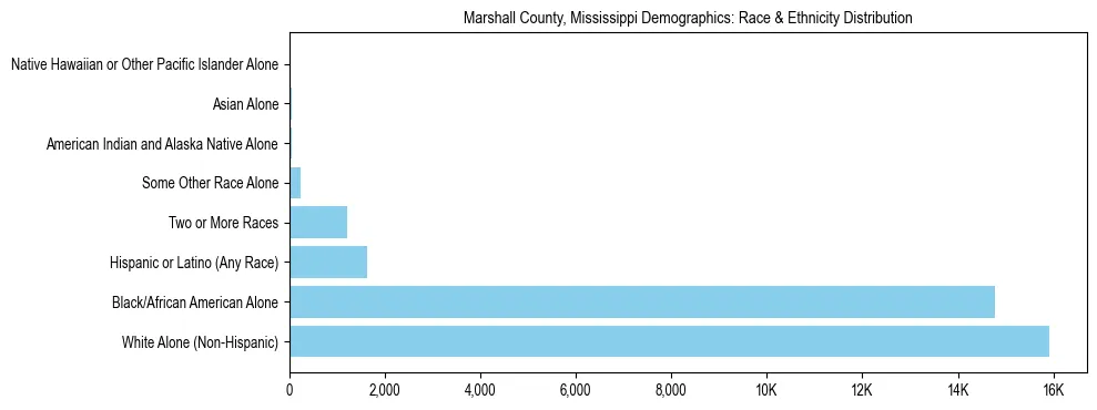 Race and Ethnicity Distribution Chart for Marshall County, Mississippi