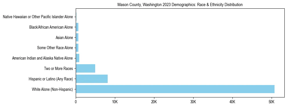 Race and Ethnicity Distribution Chart for Mason County, Washington