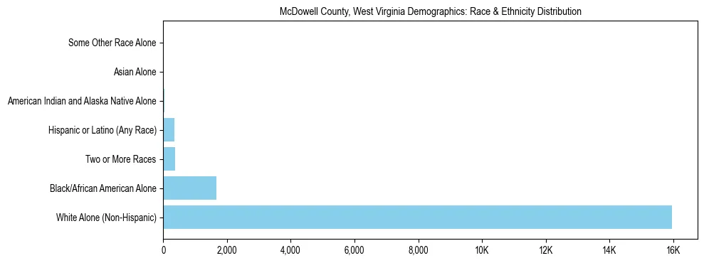 Race and Ethnicity Distribution Chart for McDowell County, West Virginia