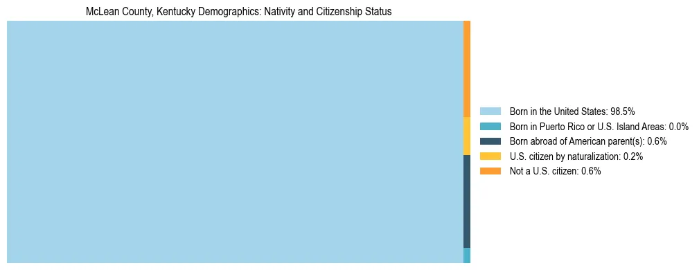 Treemap showing the population distribution by nativity and citizenship status in McLean County, Kentucky based on U.S. Census data.
