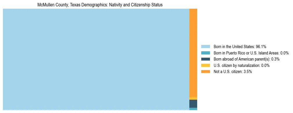Treemap showing the population distribution by nativity and citizenship status in McMullen County, Texas based on U.S. Census data.
