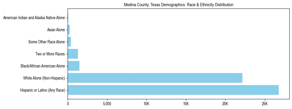 Race and Ethnicity Distribution Chart for Medina County, Texas