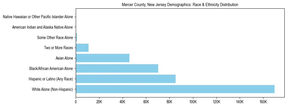 Race and Ethnicity Distribution Chart for Mercer County, New Jersey