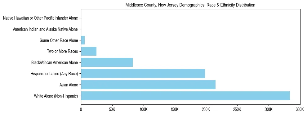 Race and Ethnicity Distribution Chart for Middlesex County, New Jersey
