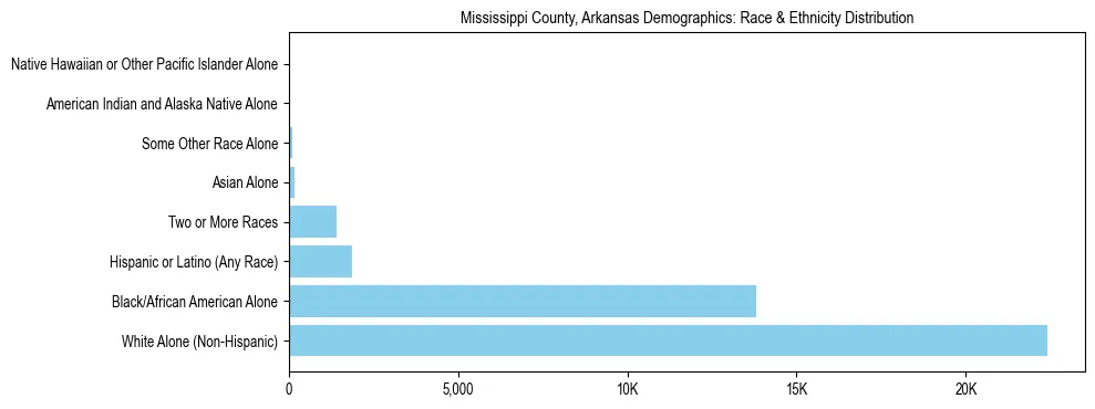 Race and Ethnicity Distribution Chart for Mississippi County, Arkansas
