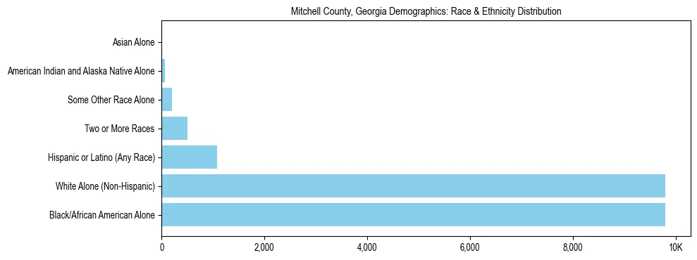 Race and Ethnicity Distribution Chart for Mitchell County, Georgia