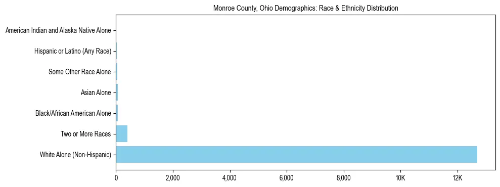 Race and Ethnicity Distribution Chart for Monroe County, Ohio