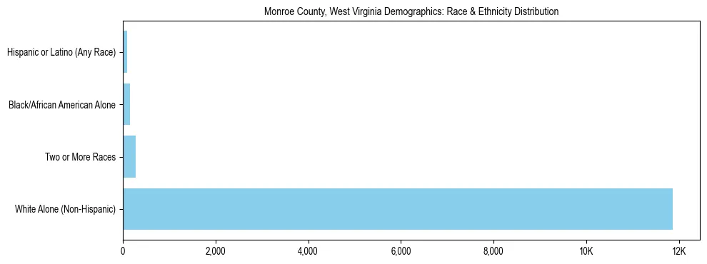 Race and Ethnicity Distribution Chart for Monroe County, West Virginia