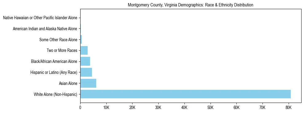 Race and Ethnicity Distribution Chart for Montgomery County, Virginia