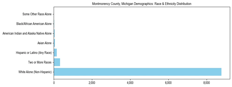 Race and Ethnicity Distribution Chart for Montmorency County, Michigan