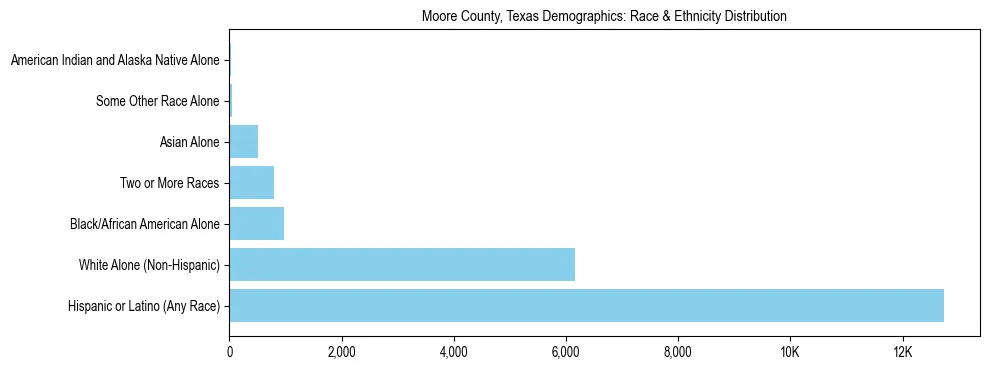 Race and Ethnicity Distribution Chart for Moore County, Texas