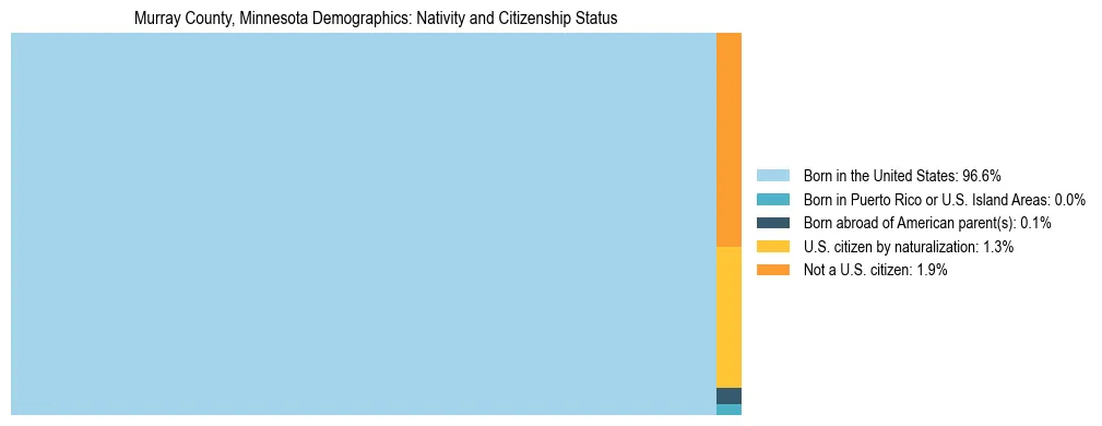 Treemap showing the population distribution by nativity and citizenship status in Murray County, Minnesota based on U.S. Census data.