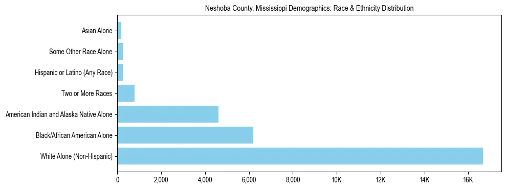 Race and Ethnicity Distribution Chart for Neshoba County, Mississippi
