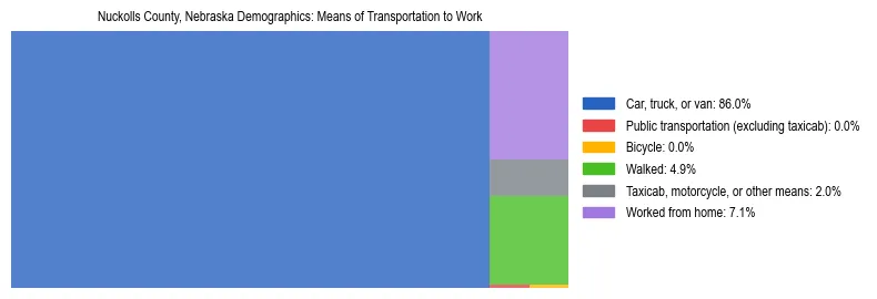 Treemap showing means of transportation to work distribution in Nuckolls County, Nebraska.
