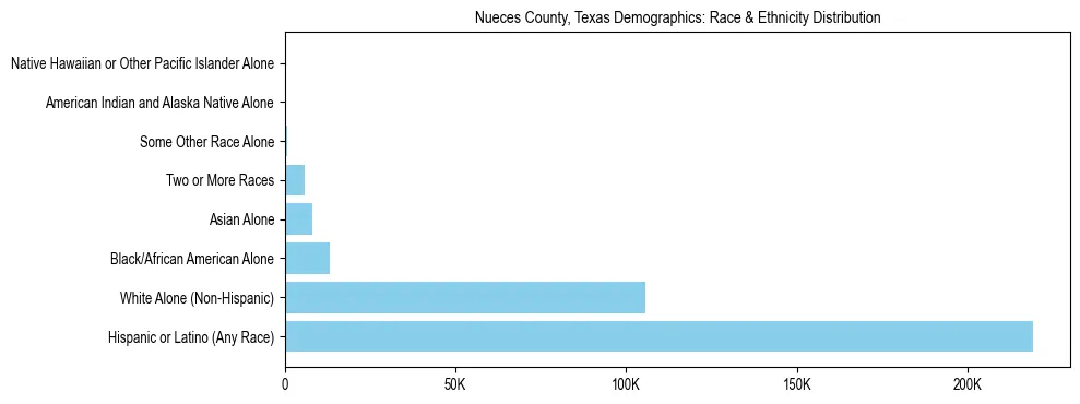 Race and Ethnicity Distribution Chart for Nueces County, Texas