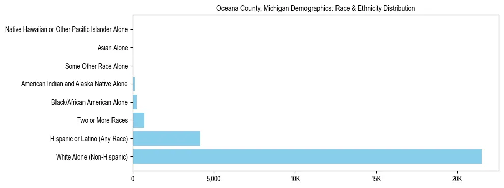 Race and Ethnicity Distribution Chart for Oceana County, Michigan