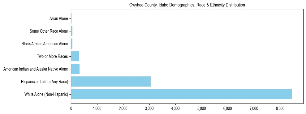 Race and Ethnicity Distribution Chart for Owyhee County, Idaho