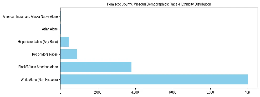 Race and Ethnicity Distribution Chart for Pemiscot County, Missouri