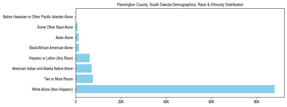 Race and Ethnicity Distribution Chart for Pennington County, South Dakota