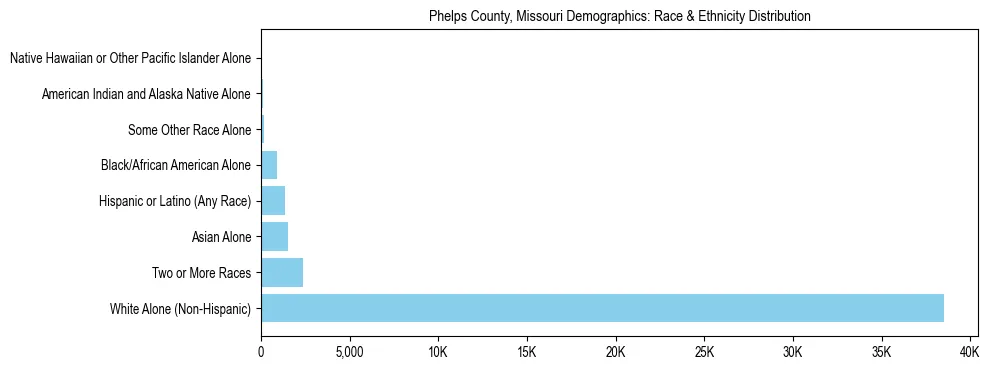 Race and Ethnicity Distribution Chart for Phelps County, Missouri