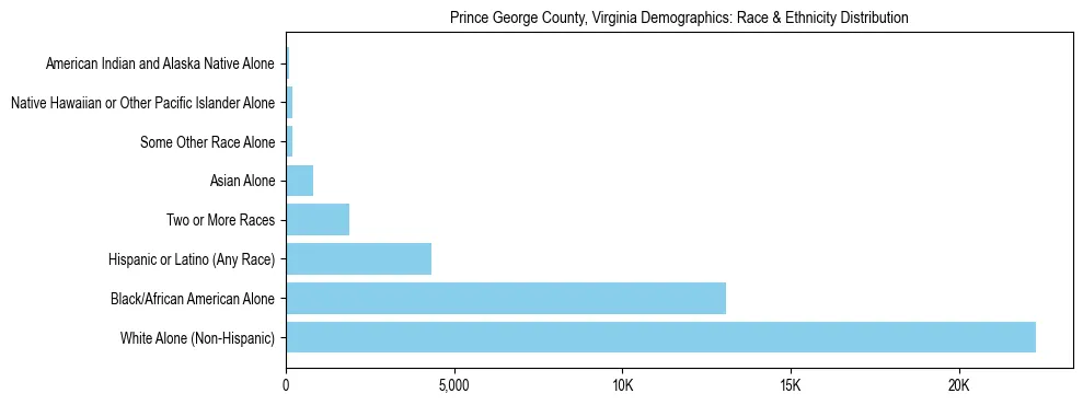 Race and Ethnicity Distribution Chart for Prince George County, Virginia