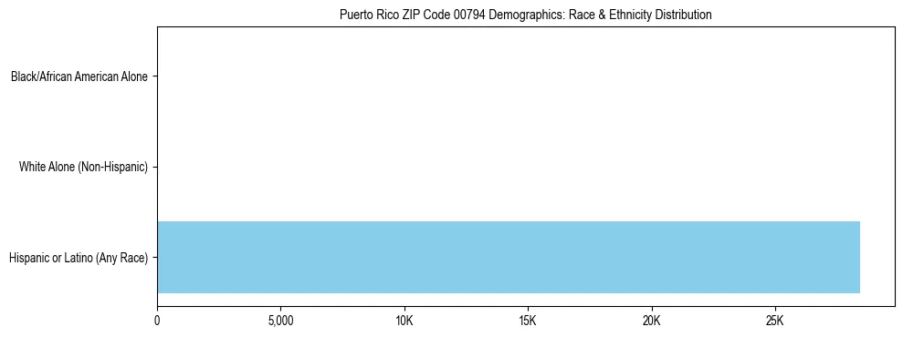 Pie chart showing the racial and ethnic composition of Puerto Rico ZIP Code 00794 based on 2023 ACS data.