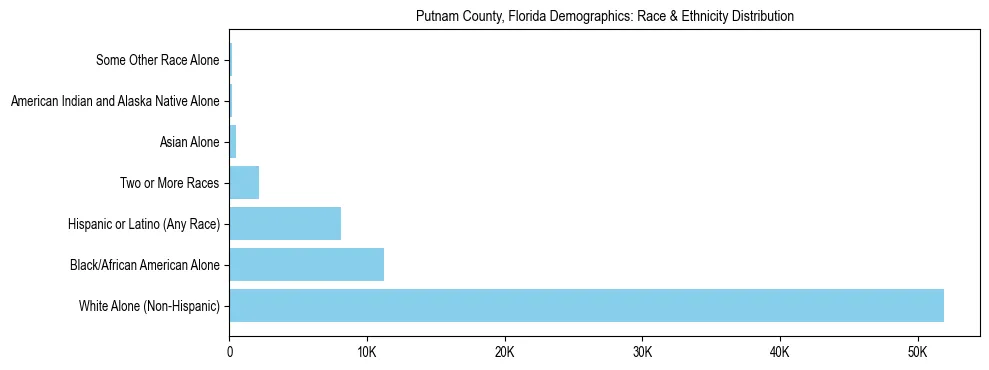 Race and Ethnicity Distribution Chart for Putnam County, Florida