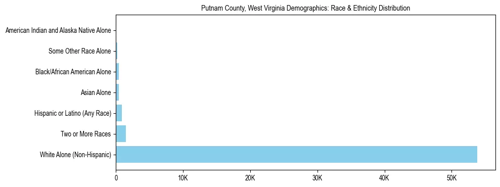 Race and Ethnicity Distribution Chart for Putnam County, West Virginia