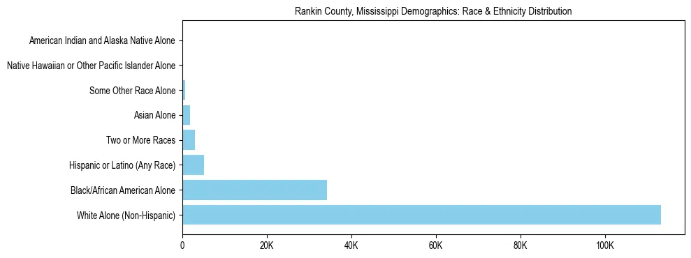 Race and Ethnicity Distribution Chart for Rankin County, Mississippi