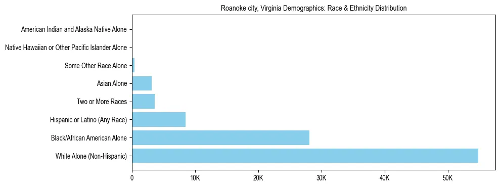 Race and Ethnicity Distribution Chart for Roanoke city, Virginia