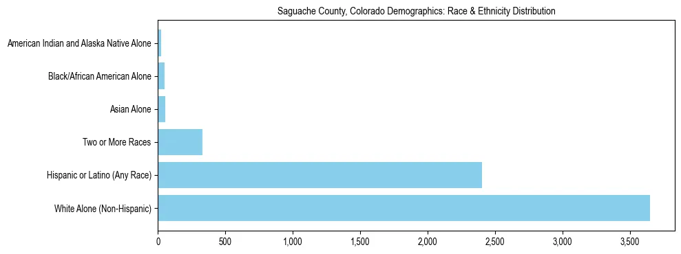 Race and Ethnicity Distribution Chart for Saguache County, Colorado
