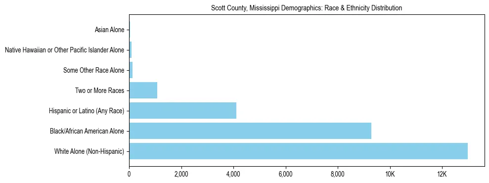 Race and Ethnicity Distribution Chart for Scott County, Mississippi