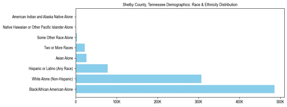 Race and Ethnicity Distribution Chart for Shelby County, Tennessee