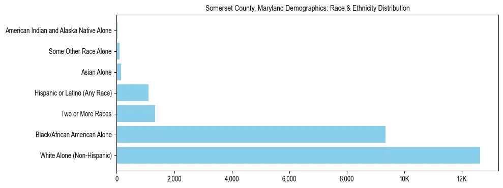 Race and Ethnicity Distribution Chart for Somerset County, Maryland