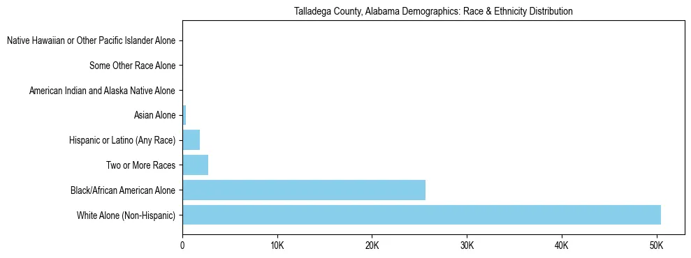 Race and Ethnicity Distribution Chart for Talladega County, Alabama