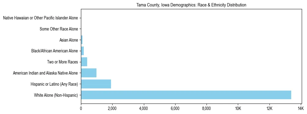 Race and Ethnicity Distribution Chart for Tama County, Iowa